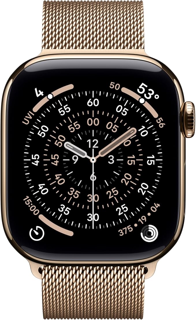 Apple Watch Series 11 [GPS + Cellular 42mm] Smartwatch with Gold Titanium Case