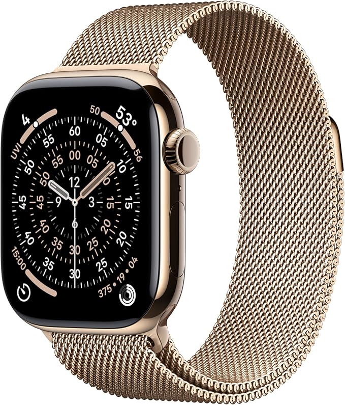 Apple Watch Series 11 [GPS + Cellular 42mm] Smartwatch with Gold Titanium Case